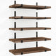 Floating Shelves,5-Piece Industrial Floating Shelf Set - 4.7" Deep Wall-Mounted Storage (Dark Carbonized Black)
