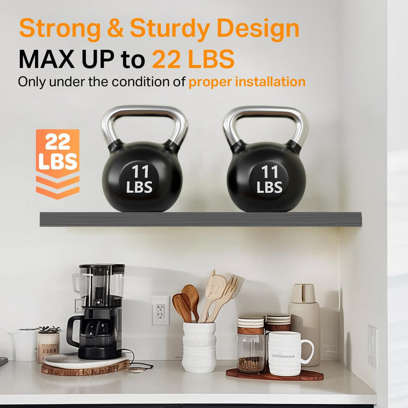 SUPERLELE 4-Pieces Floating Shelves for Wall, Wall Mounted Rustic Wood Shelves Grey