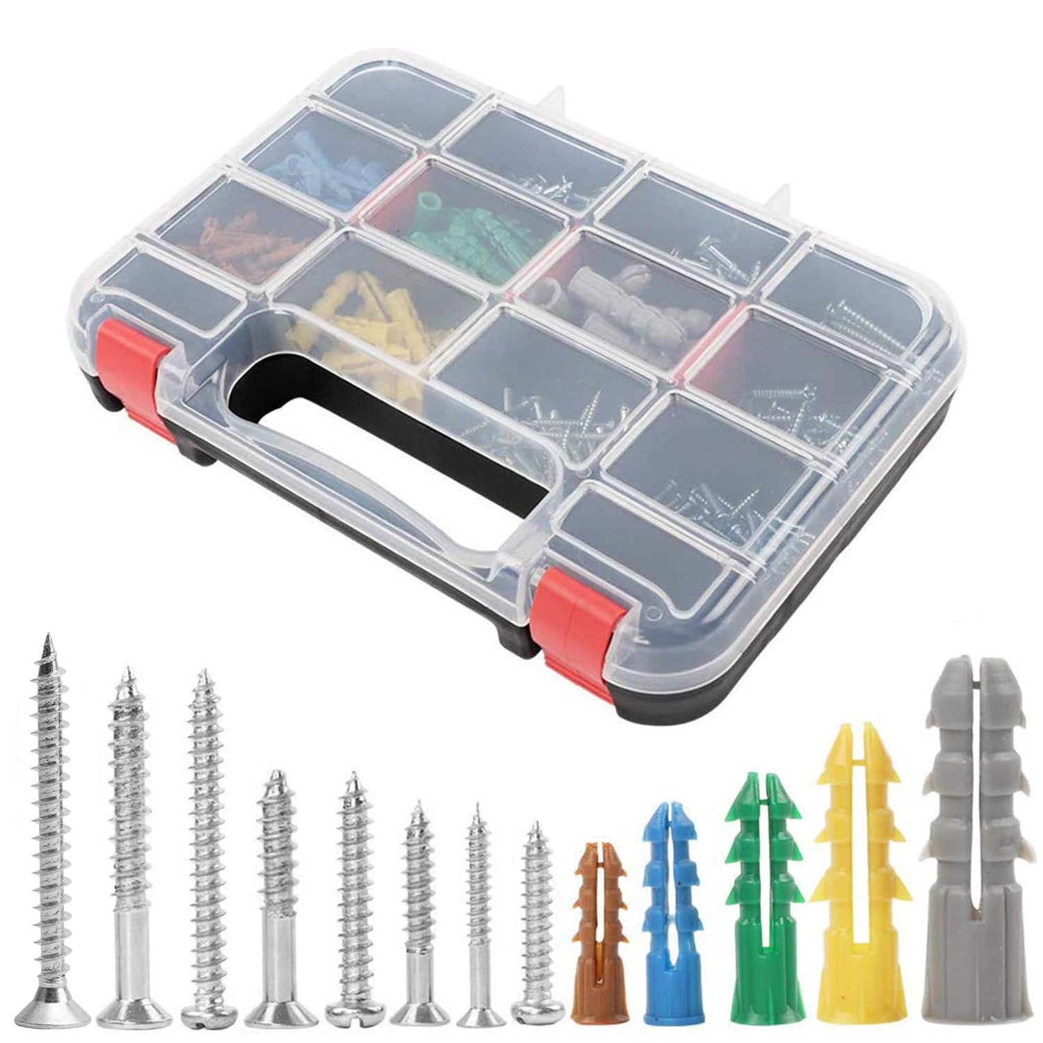 Hardware Tools,370 Piece Plastic Drywall Anchor Kit with Screws  5 Size