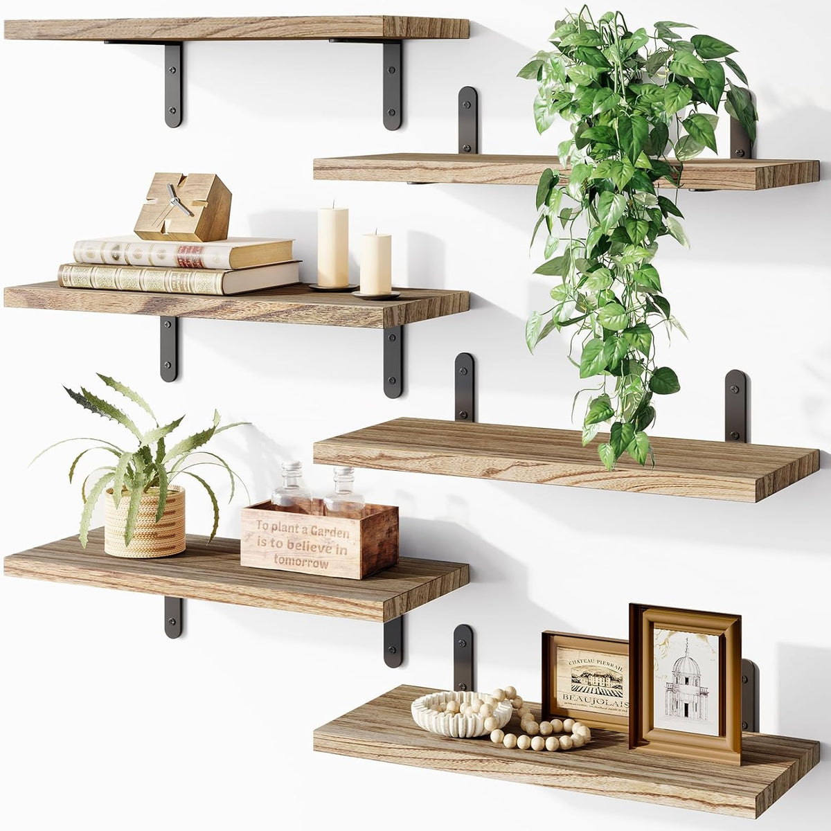 Floating Shelves,Light burnt colour, Set of 10,15.7 Inch