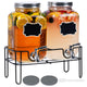Glass Drinkware,2-Pack 1 Gallon Glass Drink Dispensers with Stand - Party Beverage Servers