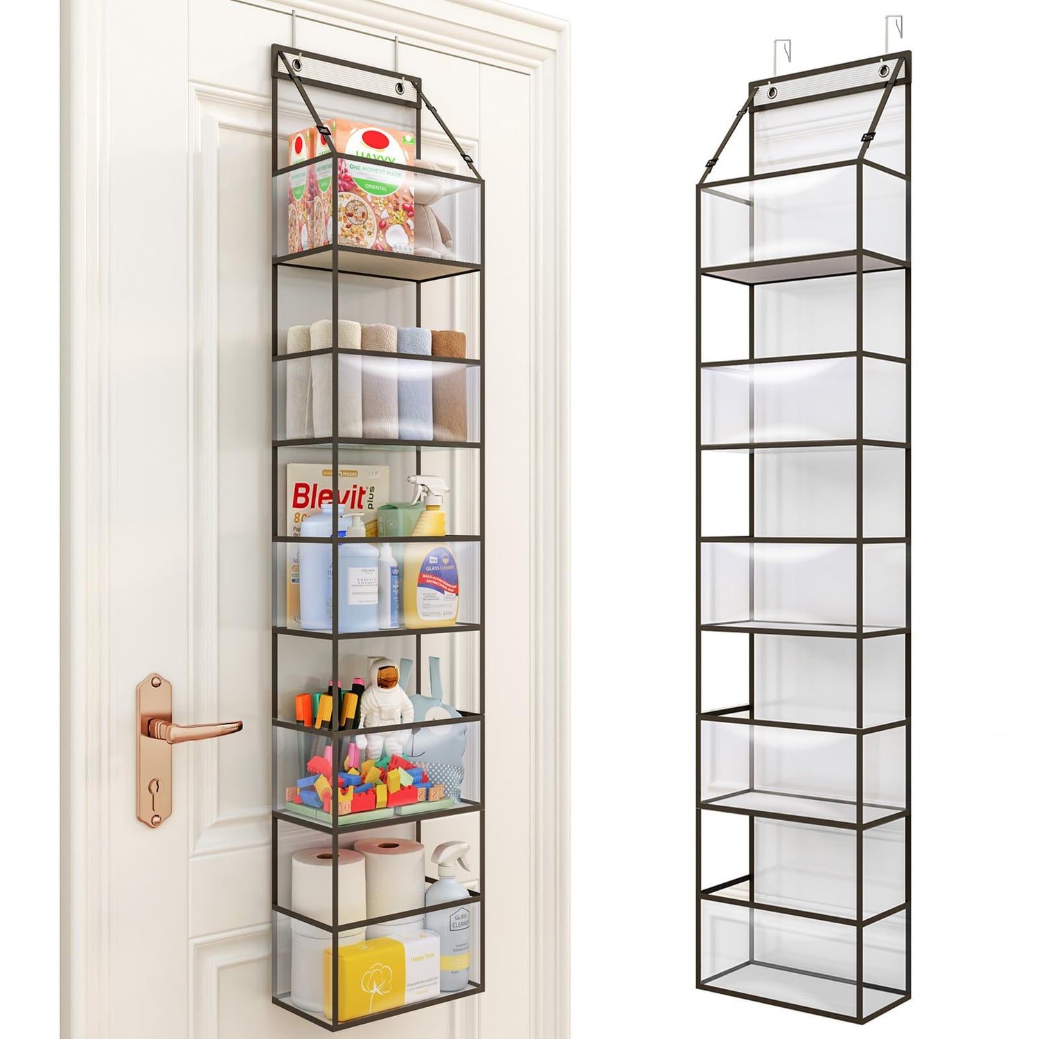 Sewing Storage,5-Tier Clear Door Organizer - Large Capacity Hanging Storage for Pantry