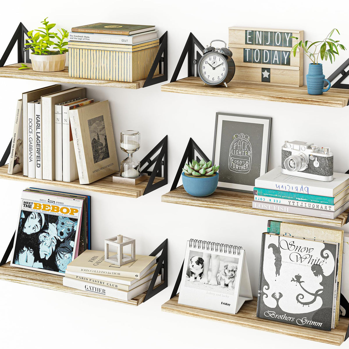 Floating Shelves,6-Piece Rustic Floating Shelf Set