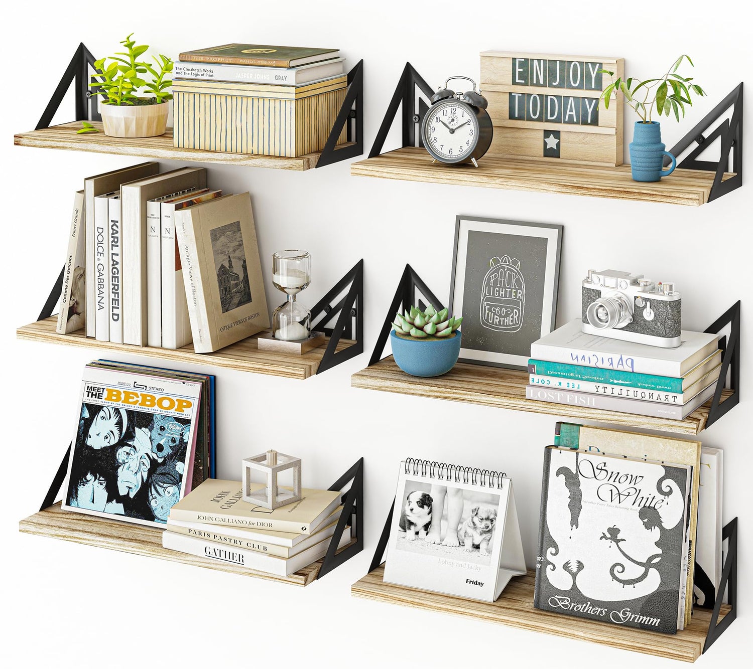 Floating Shelves,6-Piece Rustic Floating Shelf Set