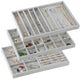 Flocked storage,13.8in Stackable Jewelry Organizer Trays with Adjustable Dividers - 3-Piece Set in Elegant Grey