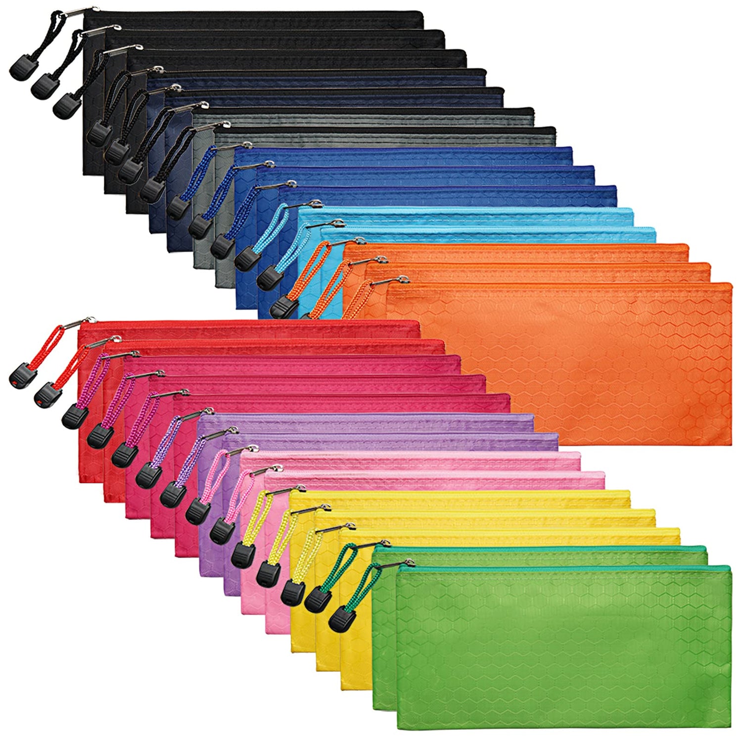 Mesh Zipper Bags,29-Piece Waterproof Zipper Pouch Collection - Multi-Color Oxford Cloth Pencil Cases for School & Travel