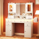 Dresser,42in LED Vanity Desk with RGB Lights and Mirror, 7 Drawers & 2 Large Cabinets
