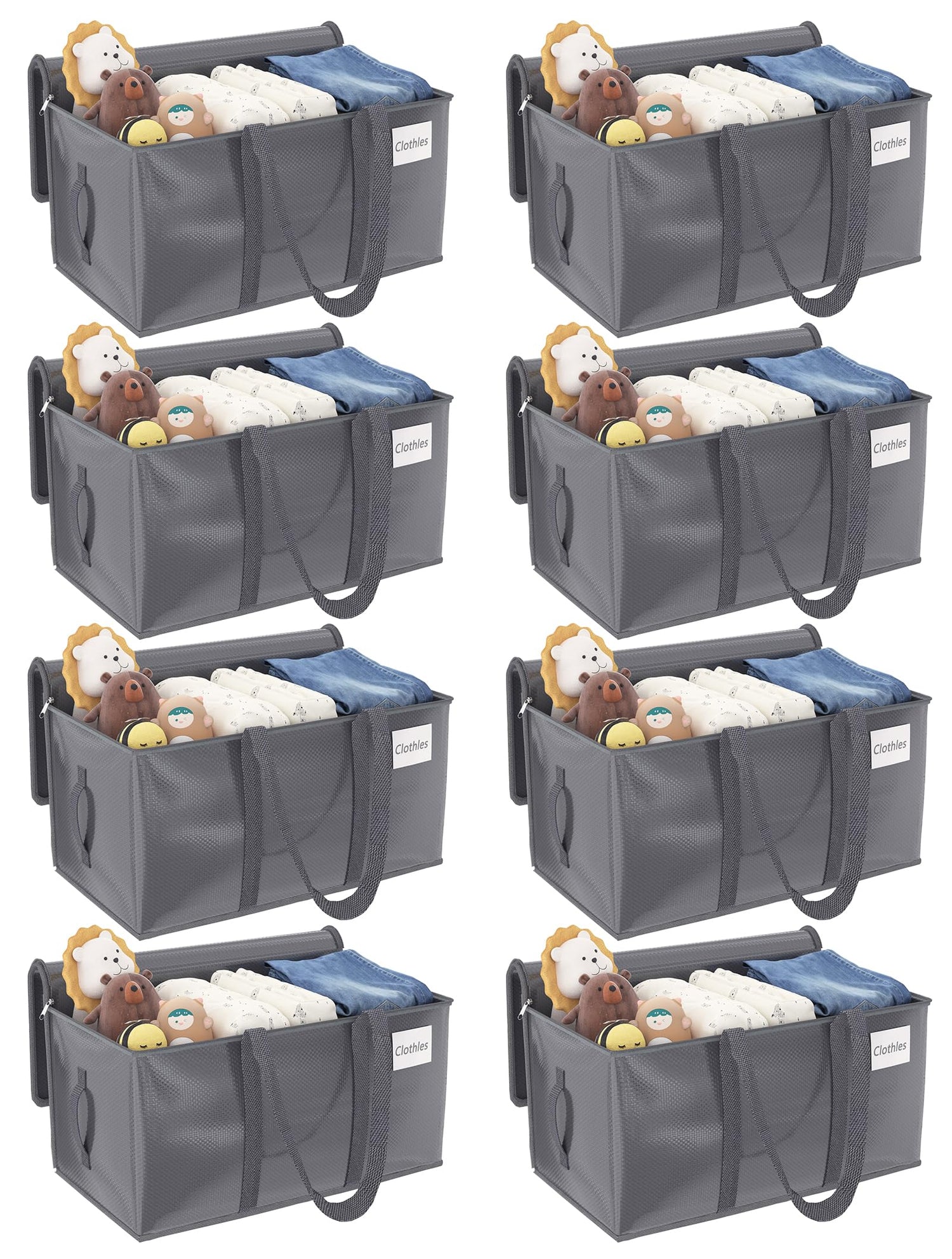 Sewing Storage,8-Pack Heavy Duty Moving Bags - 93L Storage Solution with Backpack Straps (Grey)