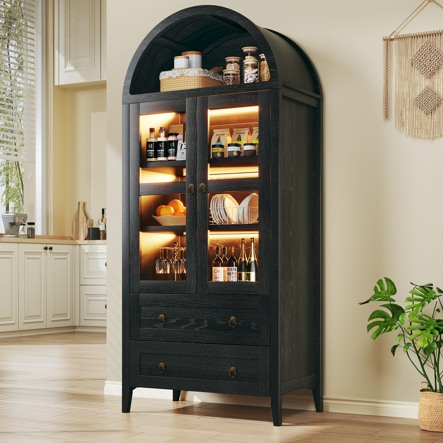 Pantry Cabinet,71" Tall Kitchen Pantry Cabinet with LED Lighting