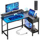 Steel And Wood Office Desk,L-Shaped Gaming Desk with RGB Lighting & Charging Station