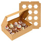 Paper Box,12 Count x 10 Sets Sturdy Kraft Cupcake Boxes - 13x10x3.5 Inch with Window and Inserts
