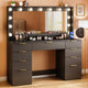 Dresser,45.3 Inch Vanity Desk with Illuminated Mirror & Power Outlet