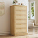 Storage Cabinets & Lockers,50" Tall 6-Drawer Boho Dresser in Natural Oak