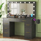 Dresser,Illuminated Makeup Vanity Desk with Large Mirror, 7 Storage Compartments & Adjustable Lighting