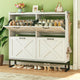 Shoe Cabinet,4-Tier Flip Front Shoe Storage Cabinet with Mounted Rack & Adjustable Shelves,White Finish
