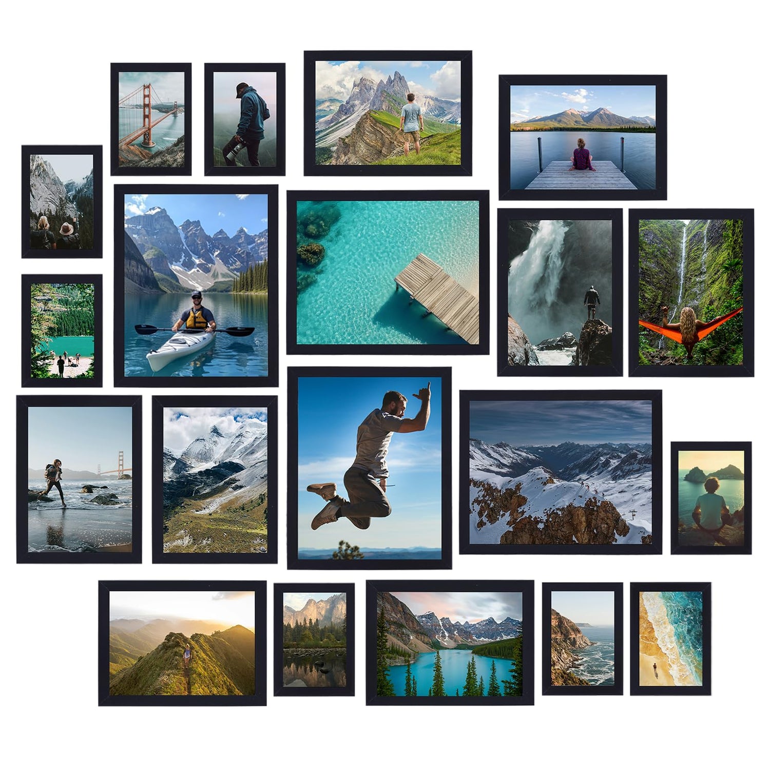 Plastic Picture Frame,20-Piece Black Photo Frame Set - Collage Wall Gallery Kit with 8x10