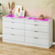 Storage Cabinets & Lockers,Modern 8-Drawer LED Dresser with Glass Top - 55.1"W Double Wide Storage Chest for Bedroom