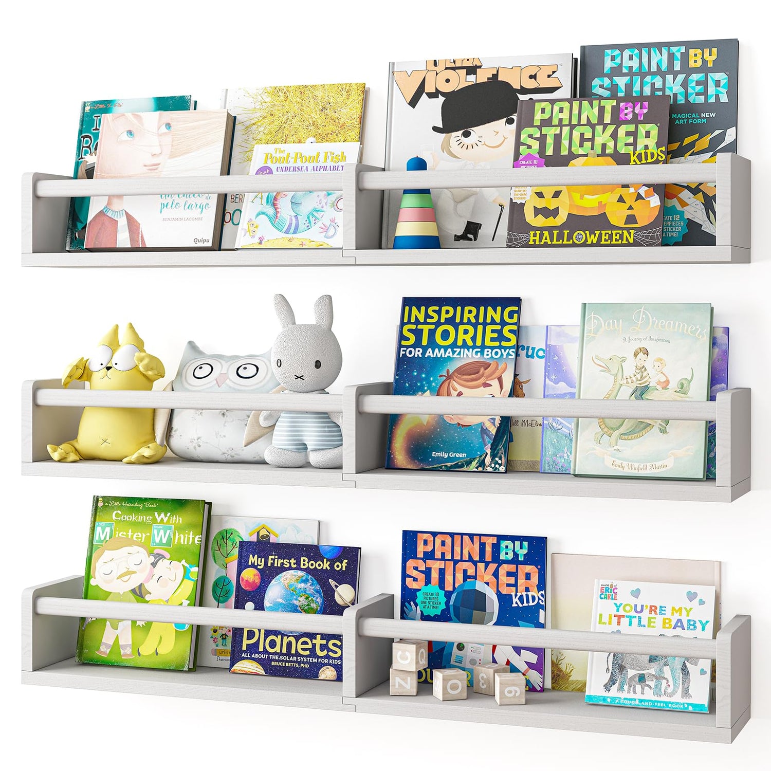 Floating Shelves,3-Pack 32in Floatg Bookshelves(White)