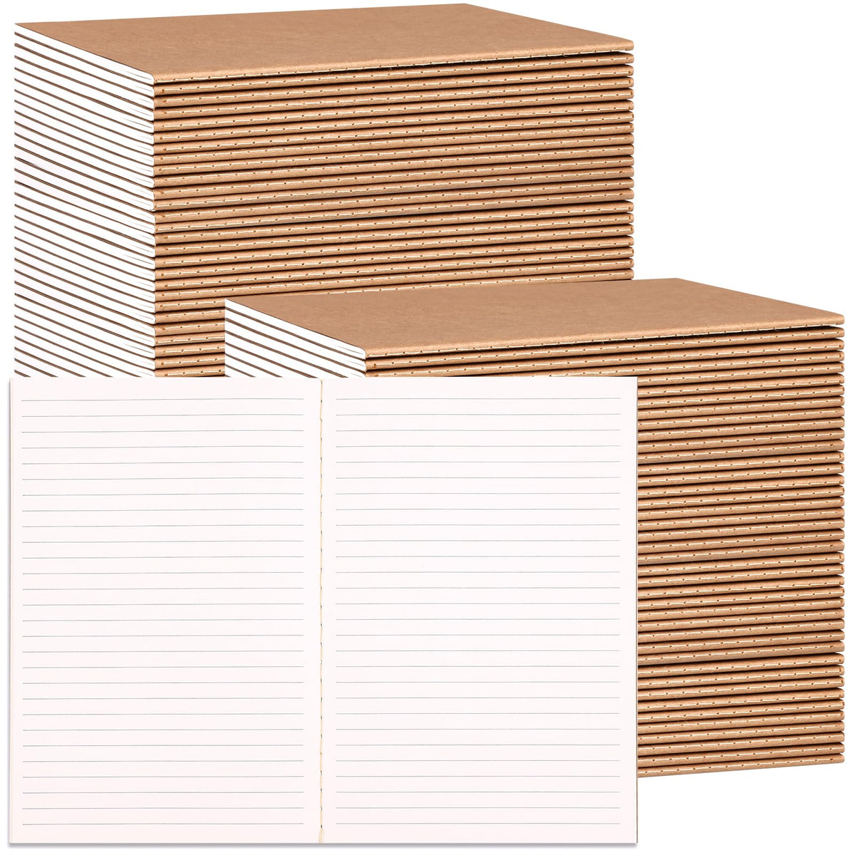 Notebooks & Notepads,100-Count A5 Lined Notebook Bulk Pack - Kraft Cover Journals for Schools & Businesses