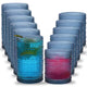 Glass Drinkware,12-Piece Hobnail Glassware Set - 12oz Highball & 10oz Cocktail Tumblers with Blue Embossing