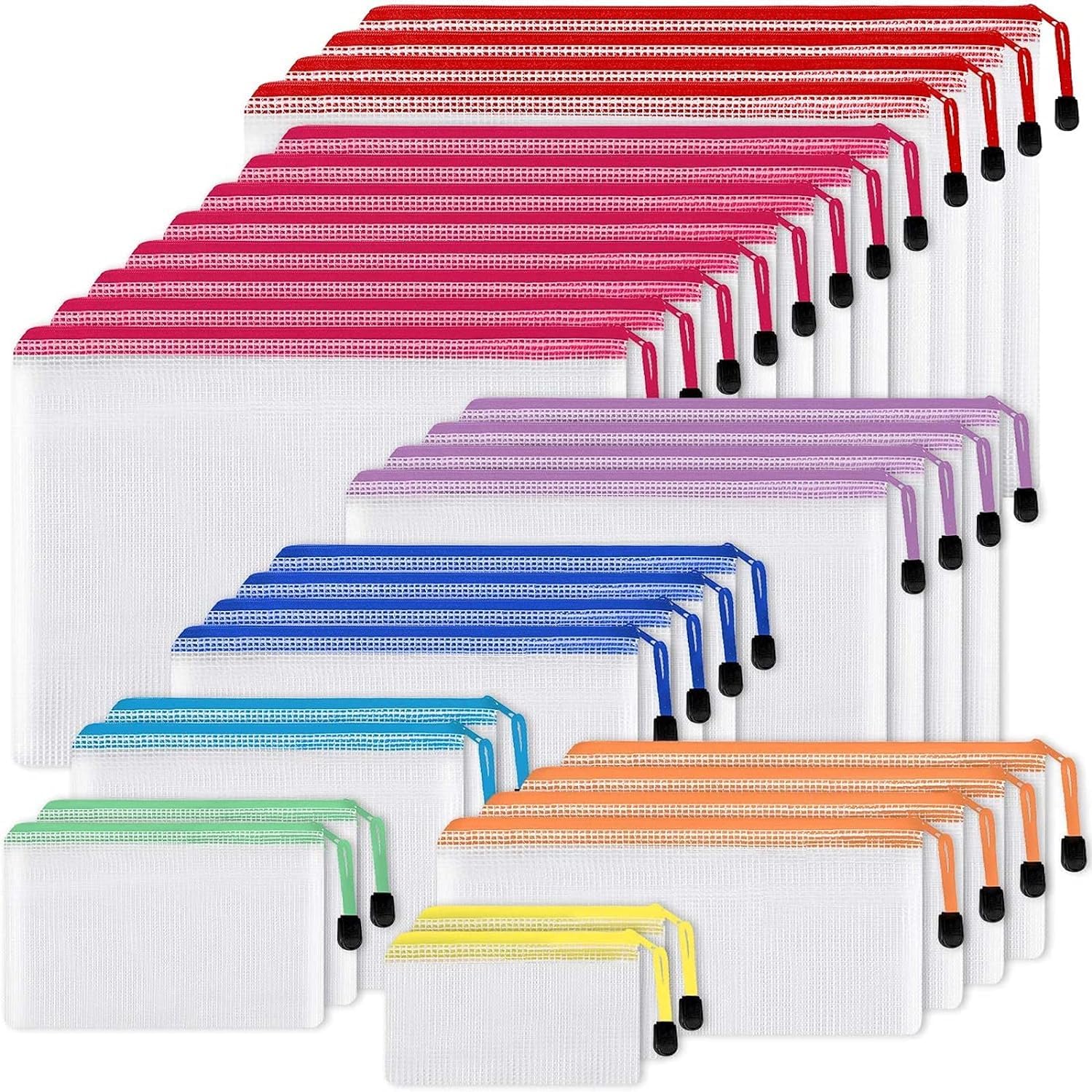 Mesh Zipper Bags,30pcs Mesh Zipper Pouch Set  8 Size