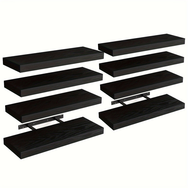 SUPERLELE 8-Piece Floating Shelves for Wall, Wall Mounted Rustic Wood Shelves