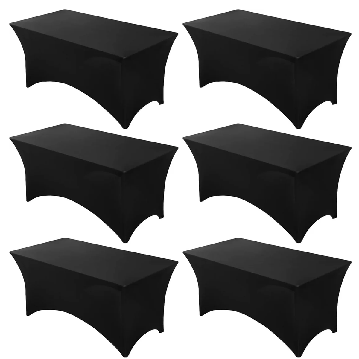 Table Cloths,Black,6 Pack,6 Feet,72L x 30W x 30H Inch