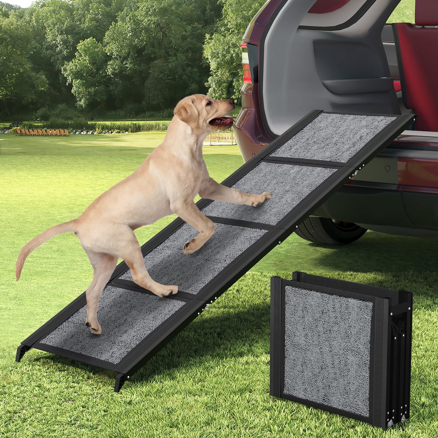 Pet Steps & Ramps,63" Extra-Wide Dog Car Ramp - Folding Portable Pet Ramp for SUV(Supports 250LBS)