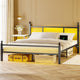 Metal Bed Frame,Queen Size Bed Frame with Charging Station, Black