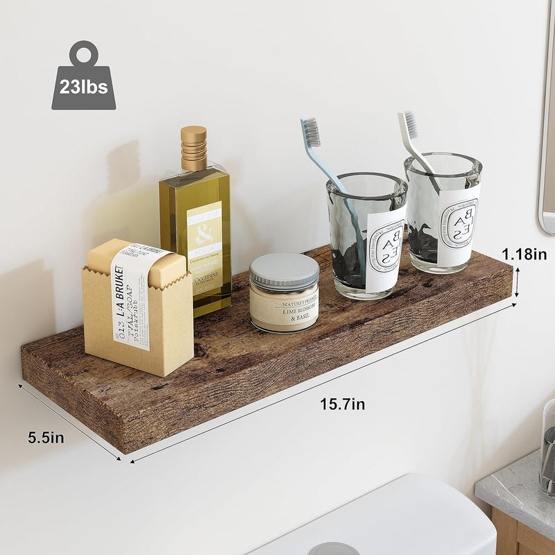 SUPPERLELE 5-Pieces 15.8in Floating Wall Shelves in MDF Wall Mounted Shelves