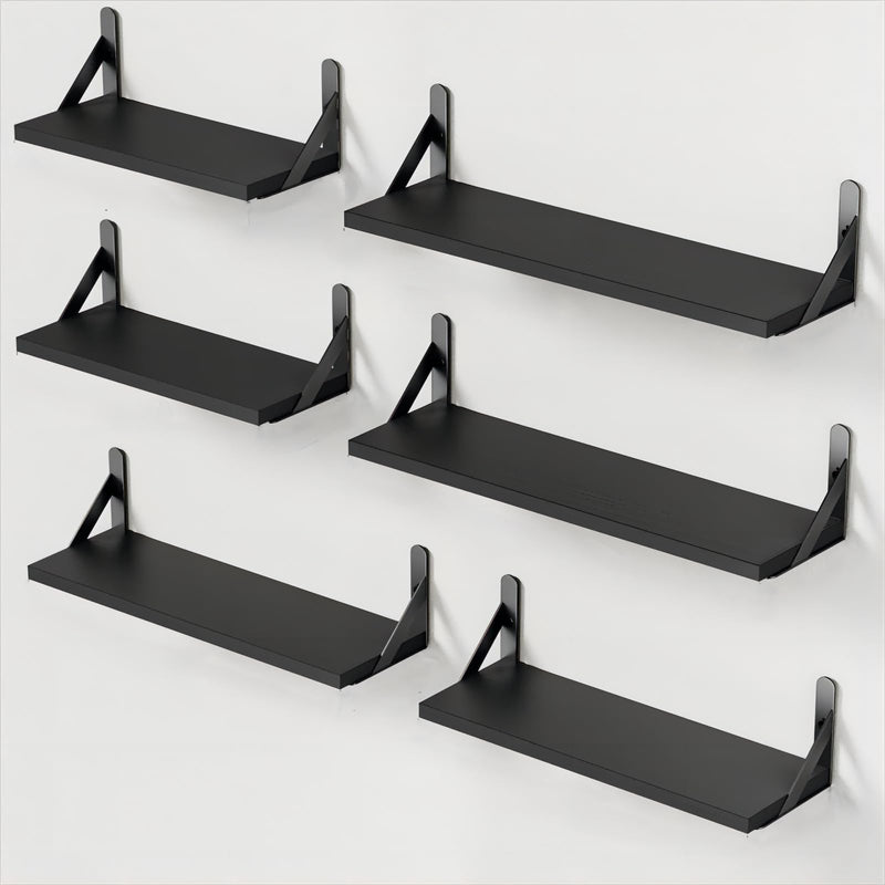 SUPERLELE 6 Pcs 3 Sizes Wooden Wall Mounted Shelves