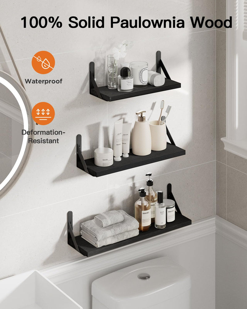 SUPERLELE 6 Pcs 3 Sizes Wooden Wall Mounted Shelves