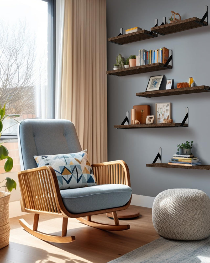 SUPERLELE 6 Pcs 3 Sizes Wooden Wall Mounted Shelves