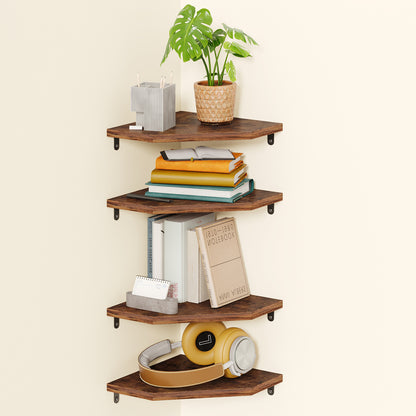 SUPERLELE Corner Shelf Wall Mount, Set of 4 Floating Corner Shelves