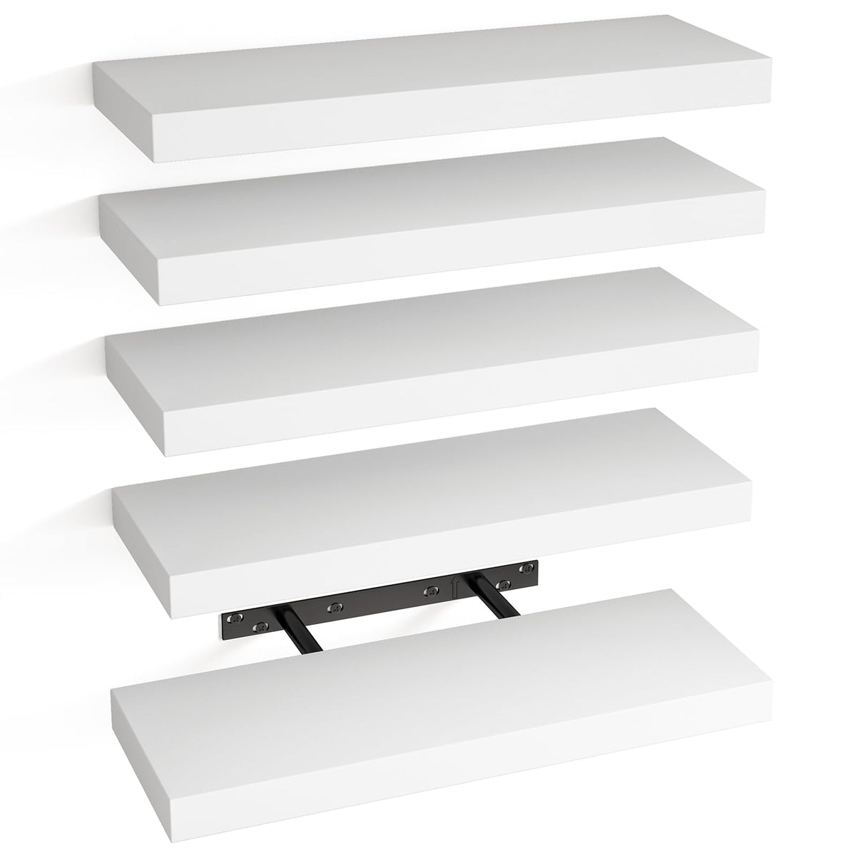 SUPPERLELE 5-Pieces 15.8in Floating Wall Shelves in MDF Wall Mounted Shelves