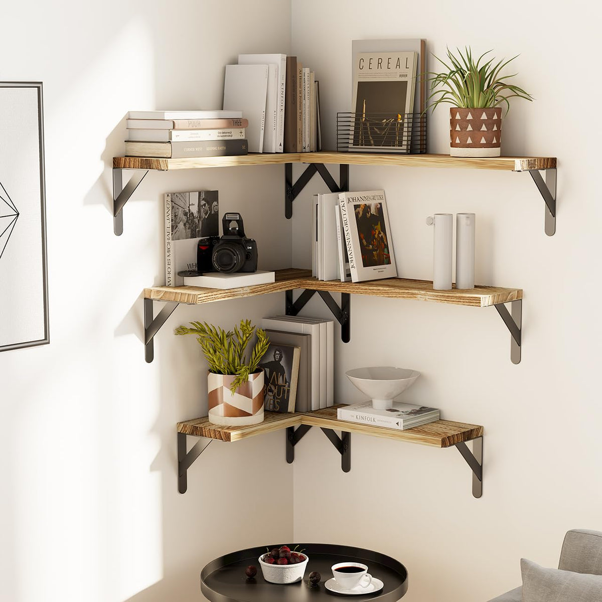 SUPERLELE 6 Pcs 3 Sizes Wooden Wall Mounted Shelves