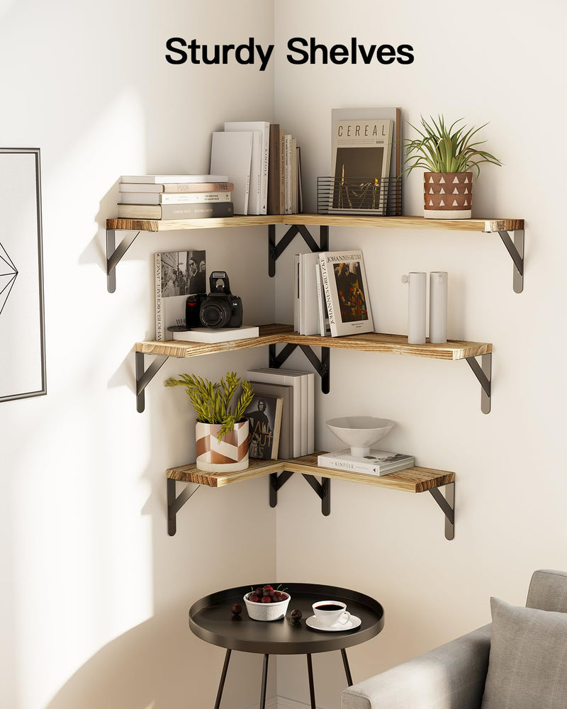 SUPERLELE 6 Pcs 3 Sizes Wooden Wall Mounted Shelves